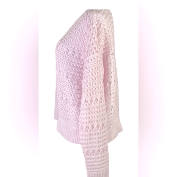 Soft Express Pastel Pink Crochet Style Sweater Cotton Blend Size Medium Gift NWT - Picture 4 of 9